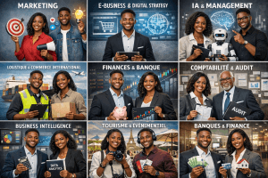 Étudiants de la classe préparatoire commerce et gestion de l’ESP Bénin