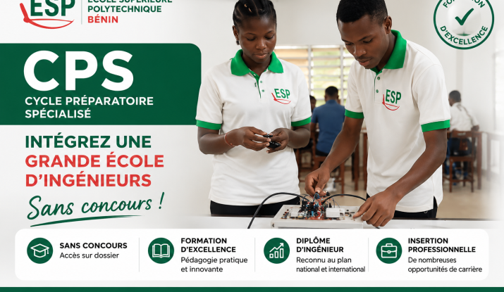 Étudiants de l’ESP Bénin en travaux pratiques d’électronique dans le cadre du CPS – Cycle Préparatoire Spécialisé pour intégrer une école d’ingénieurs sans concours.
